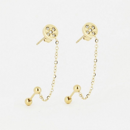 BOUCLE D OREILLE Chaindrops ACIER DORE Zirconium
