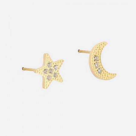 BOUCLE D\'OREILLE Cielo ACIER DORE zirconium
