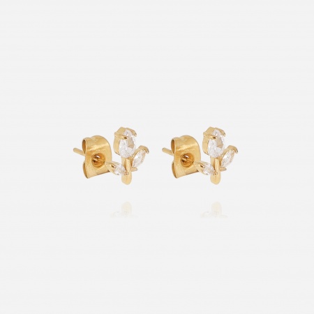BOUCLE D\'OREILLE Circée ACIER DORE zirconium sertis 7x8.7mm