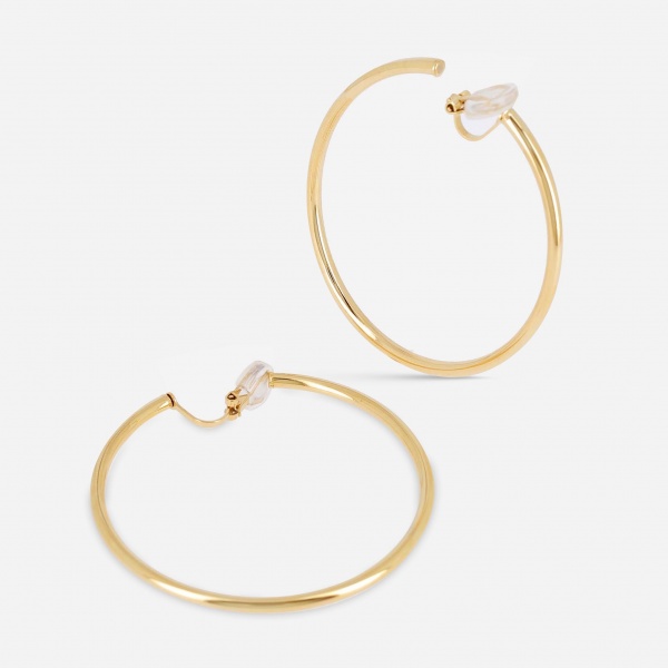 BOUCLE D OREILLE CLIP-ACIER DORE-60x3mm