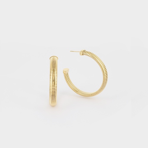 BOUCLE D OREILLE CREOLE-ACIER DORE-40mm