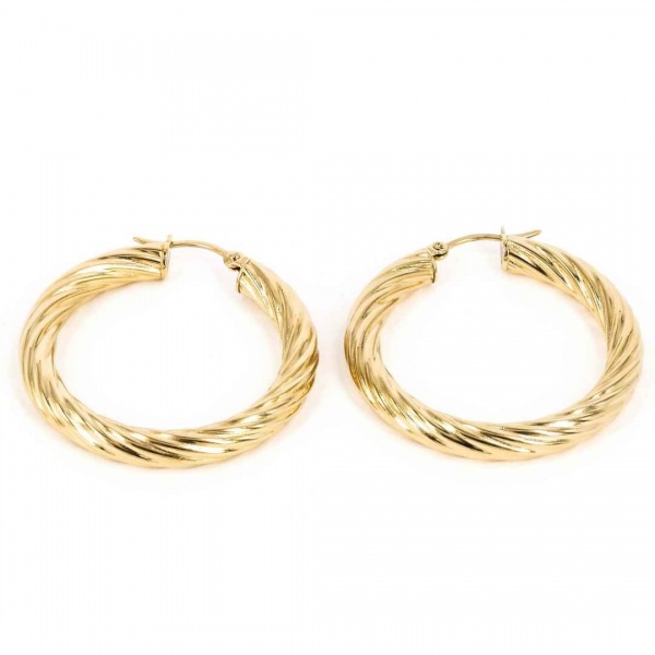 BOUCLE D OREILLE CREOLE ACIER DORE