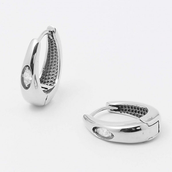 BOUCLE D OREILLE CREOLE-ACIER-Zirconium-17x15x5.5mm