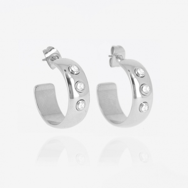 BOUCLE D OREILLE CREOLE-ACIER-Zirconium-d:20x7mm