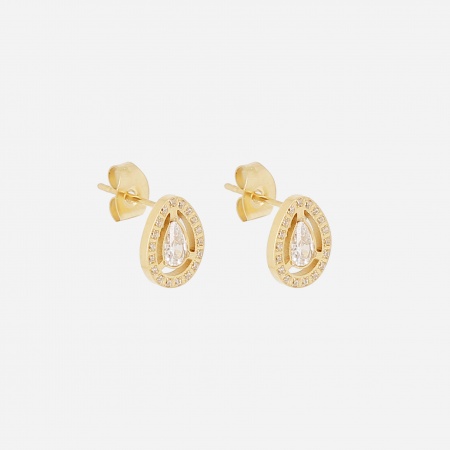 BOUCLE D\'OREILLE Dalna ACIER DORE zirconium sertis 8.2x10.2mm