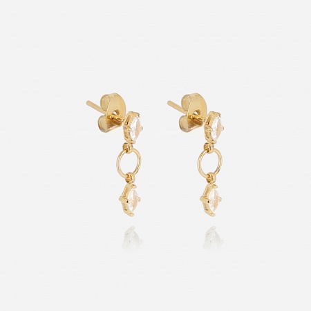 BOUCLE D\'OREILLE Deneba ACIER DORE zirconium sertis L:17mm