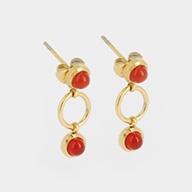 BOUCLE D\'OREILLE-Ernestine-ACIER DORE-cornaline