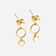 BOUCLE D\'OREILLE-Ernestine-ACIER DORE-nacre blanche