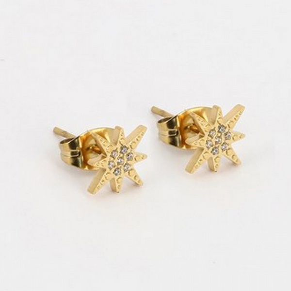 BOUCLE D\'OREILLE Isaac ACIER DORE zirconium d9mm