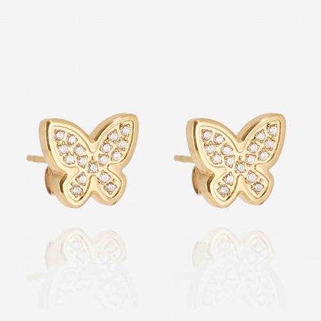 BOUCLE D\'OREILLE-Logan-ACIER DORE-zirconium sertis