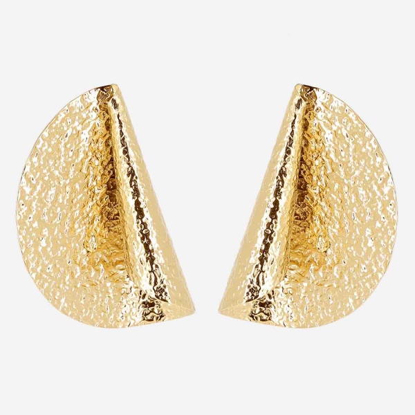 BOUCLE D\'OREILLE-LONG-ACIER DORE-d:43mm