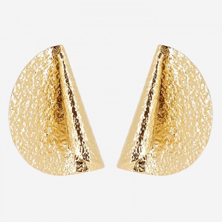 BOUCLE D\'OREILLE-LONG-ACIER DORE-d:43mm