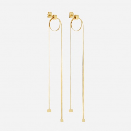 BOUCLE D OREILLE LONG ACIER DORE