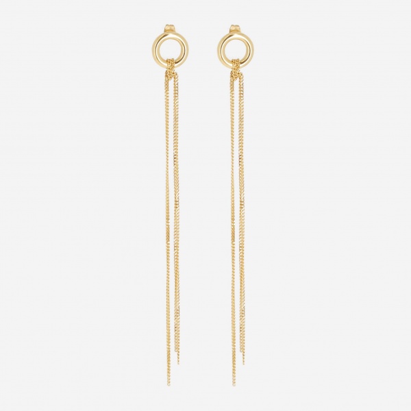 BOUCLE D\'OREILLE-LONG-ACIER DORE