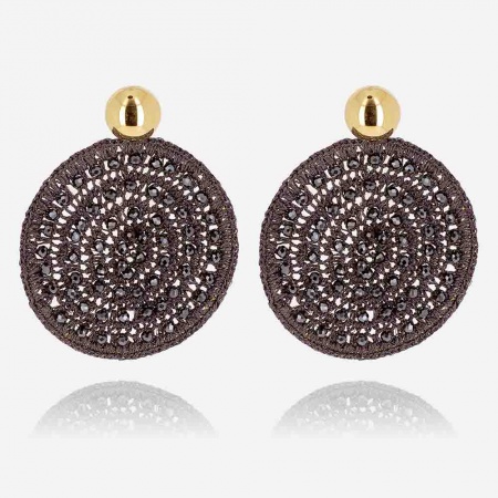 BOUCLE D\'OREILLE-LONG-ACIER DORE-perles de verre