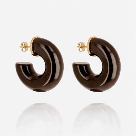 BOUCLE D\'OREILLE Marble ACIER DORE d30mm