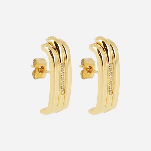 BOUCLE D OREILLE MEDIUM ACIER DORE Zirconium