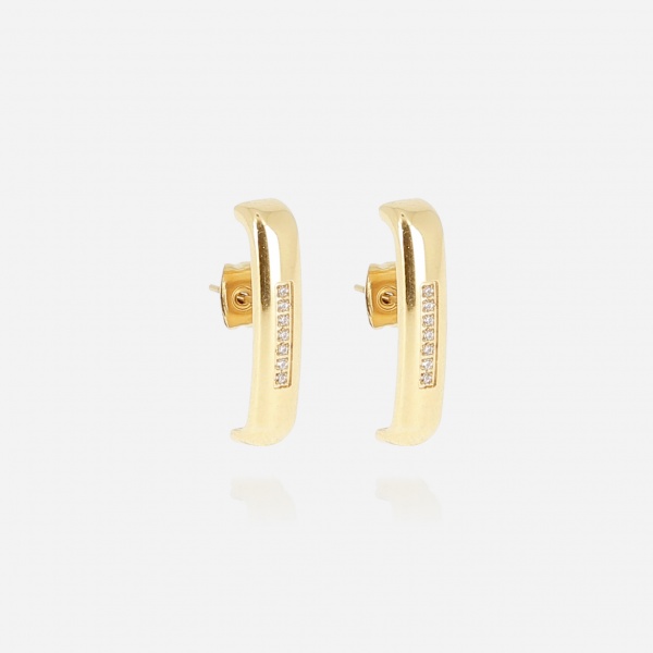 BOUCLE D OREILLE MEDIUM ACIER DORE Zirconium
