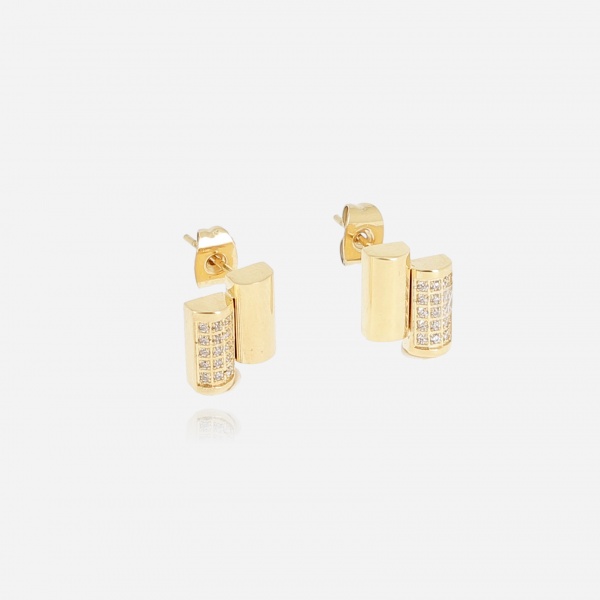 BOUCLE D OREILLE MEDIUM ACIER DORE Zirconium