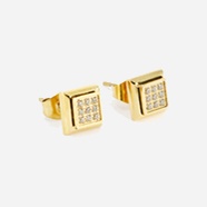 BOUCLE D\'OREILLE Milan ACIER DORE zirconium 7x7mm