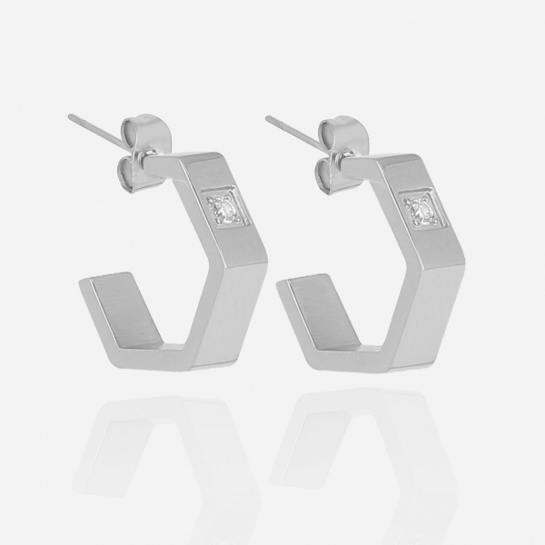 BOUCLE D OREILLE MINI-ACIER-Zirconium-12x3.3mm