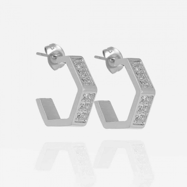 BOUCLE D OREILLE MINI-ACIER-Zirconium sertis-12x3.3mm