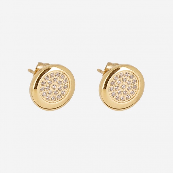 BOUCLE D\'OREILLE-MINI BO-ACIER DORE-zirconium sertis