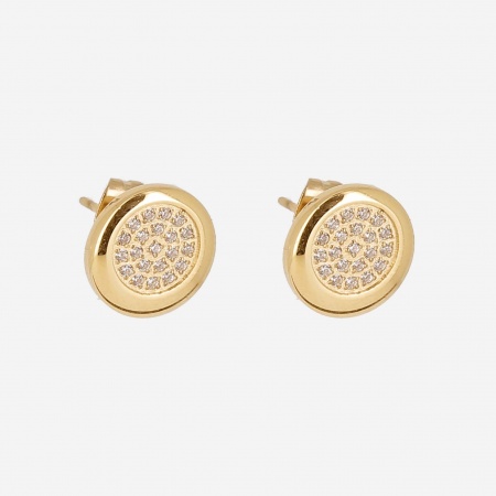 BOUCLE D\'OREILLE-MINI BO-ACIER DORE-zirconium sertis