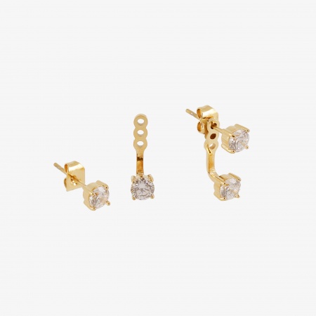 BOUCLE D\'OREILLE MULTI ACIER DORE zirconium sertis D:5mm