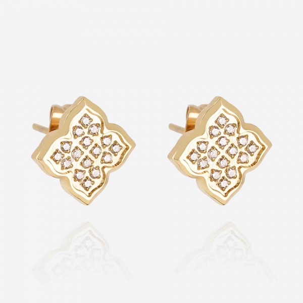 BOUCLE D\'OREILLE-Norris-ACIER DORE-zirconium sertis