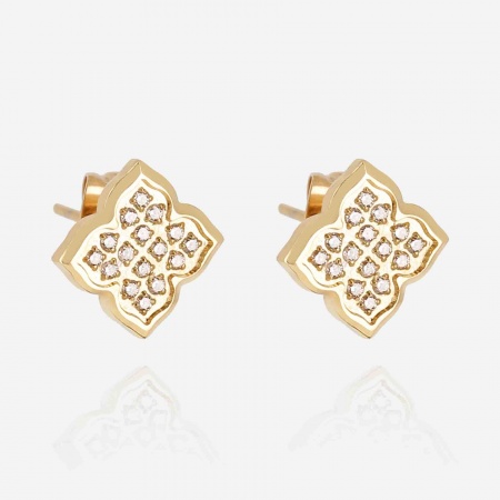BOUCLE D\'OREILLE-Norris-ACIER DORE-zirconium sertis