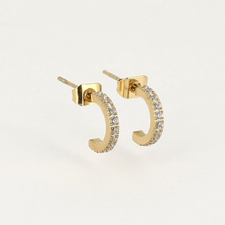 BOUCLE D\'OREILLE Winnie ACIER DORE zirconium sertis d9mm