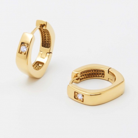 BOUCLE D\'OREILLE Zia ACIER DORE zirconium 17.5x16.5x5mm