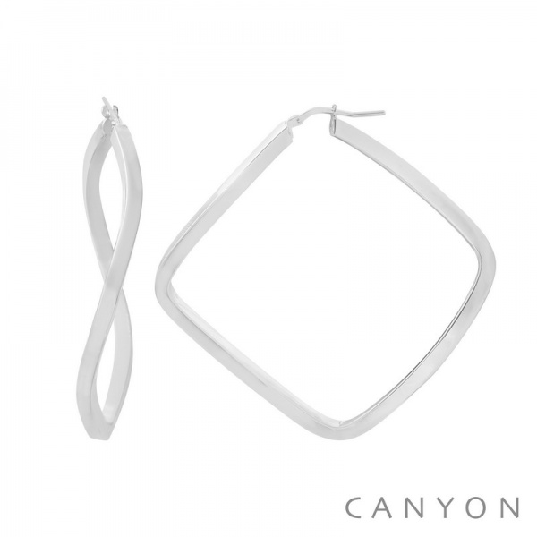 Boucles d\'oreille en argent - Carr� flottant
