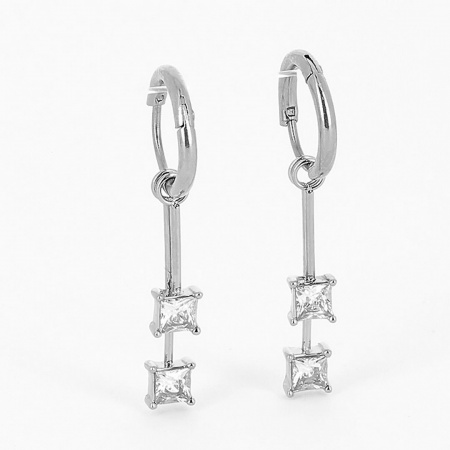 BOUCLES D OREILLES - ACIER blanc - zirconium