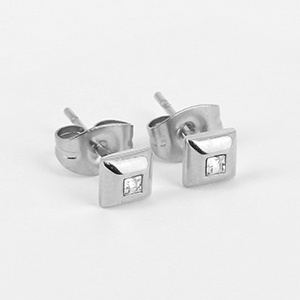 BOUCLES D OREILLES - ACIER blanc - zirconium
