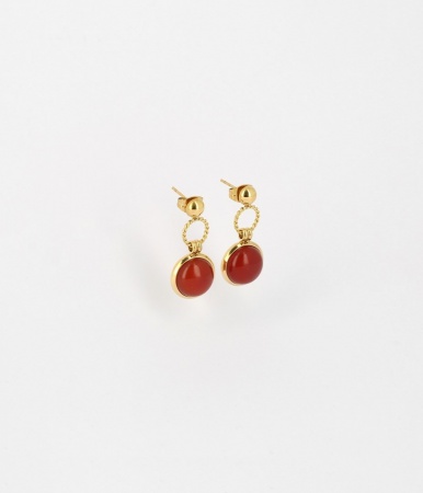 BOUCLES D OREILLES - DORE rouge - cornaline