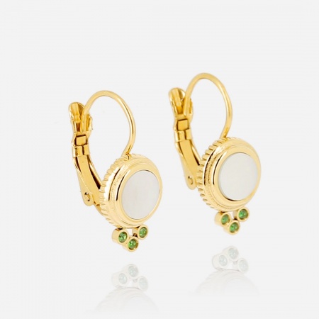 BOUCLES D OREILLES  DORE  nacre