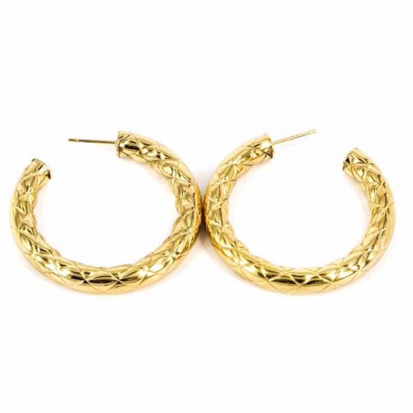 BOUCLES D OREILLES CREOLE ACIER DORE UNI 6X40
