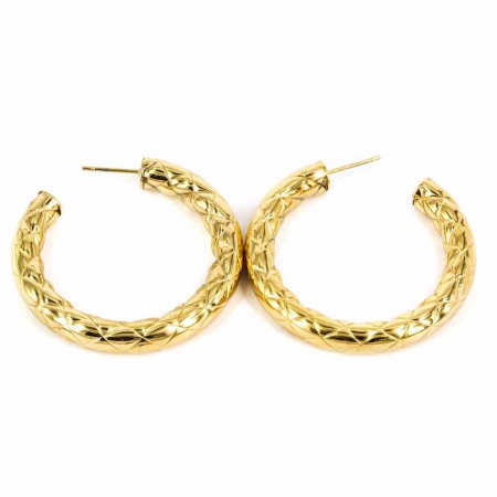 BOUCLES D OREILLES CREOLE ACIER DORE UNI 6X40