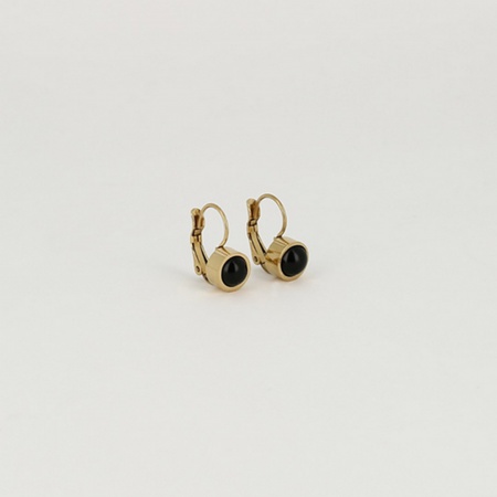 BOUCLES D OREILLES-EARRING - DORE noir - gold black - onyx noir