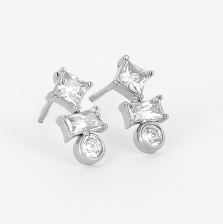 BOUCLES D OREILLES-EARRING - PUCE-STUD - zirconium