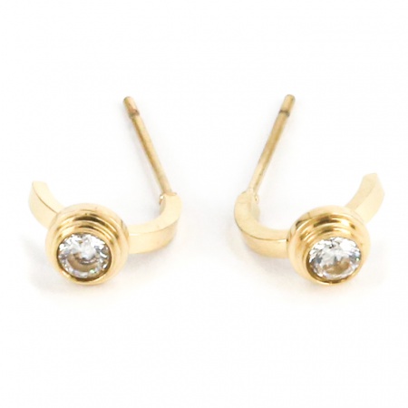 BOUCLES D OREILLES PUCE ACIER DORE blanc