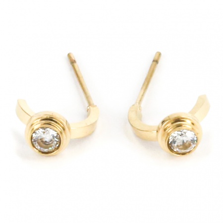 BOUCLES D OREILLES PUCE ACIER DORE blanc