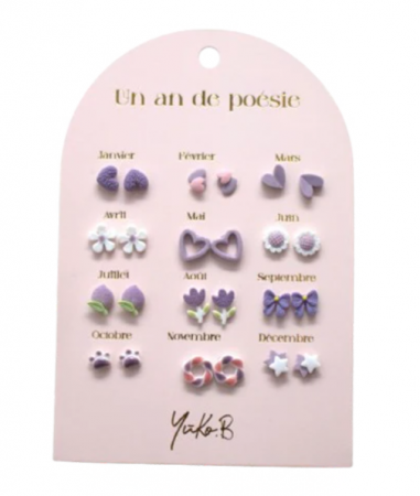 Boucles d\'oreilles Un an de poésie Parme 12 Paires