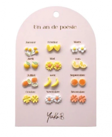 Boucles d\'oreilles Un an de poésie Vive 12 Paires