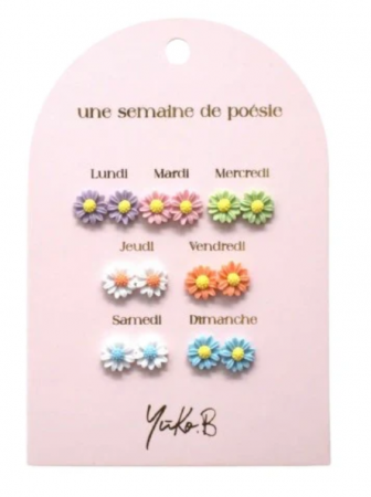 Boucles d\'oreilles Une semaine de poésie Fleur 7 Paires