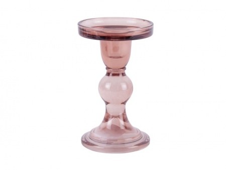 bougeoir en verre \ Art\  en verre ROSE PALE