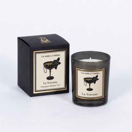  Bougie Parfum&eacute;e - Champagne mill&eacute;sime - La Traviata - Tailles : LA SOLISTE - 180 G