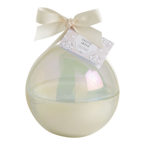 Bougie parfum�e Boule de No�l F�te Nacr�e 210 g - Musc Iris�